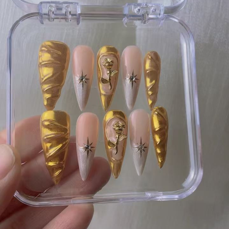 Golden Press on nails