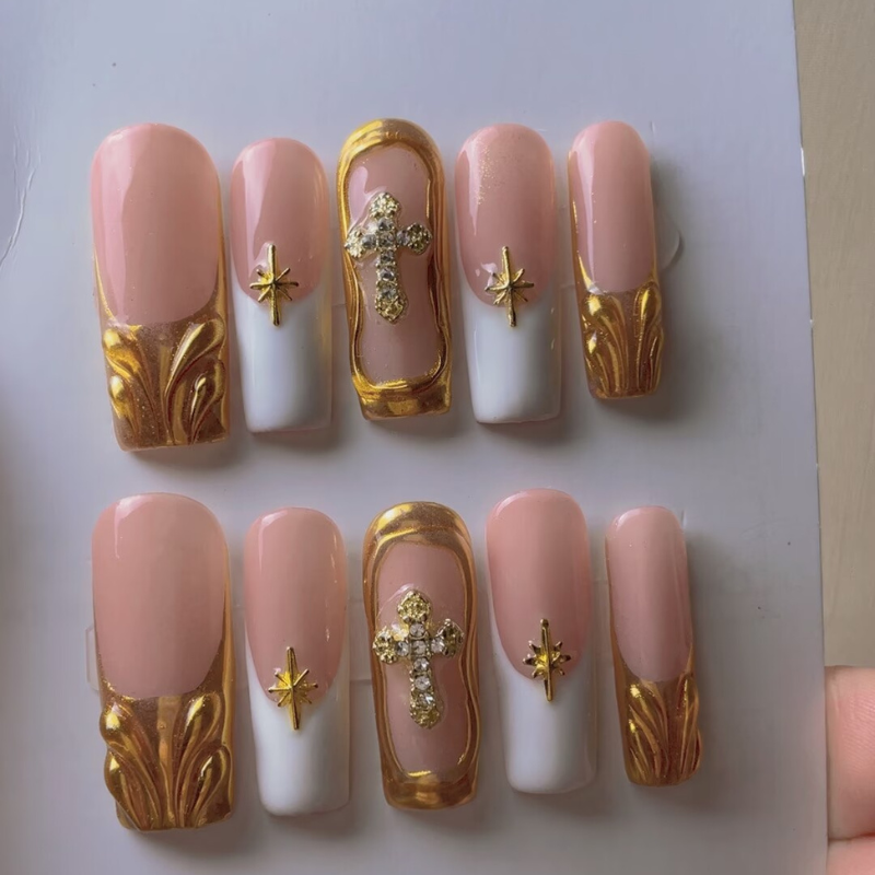 Handmade nails Square Shape Nails 117