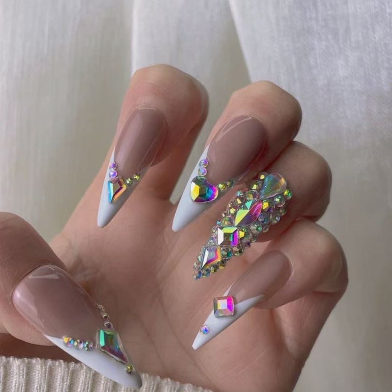 3.3cm Long Water Drops Press on Nails