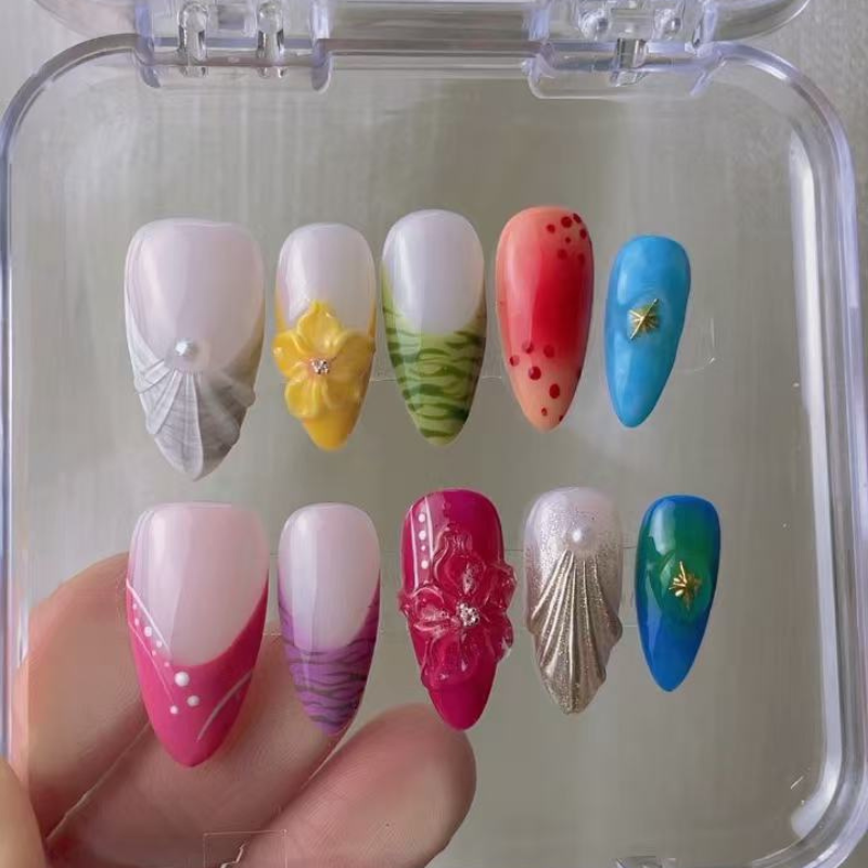 Almond 3d style nails 39