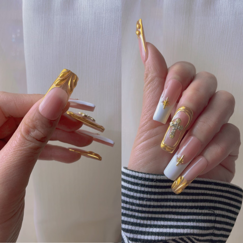 Handmade nails Square Shape Nails 117