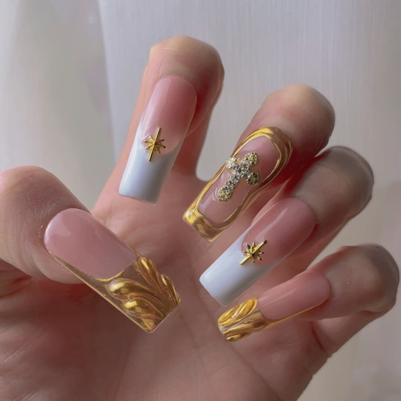 Handmade nails Square Shape Nails 117