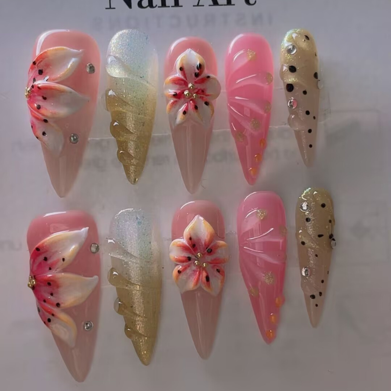 Handmade nails Pointy style 39