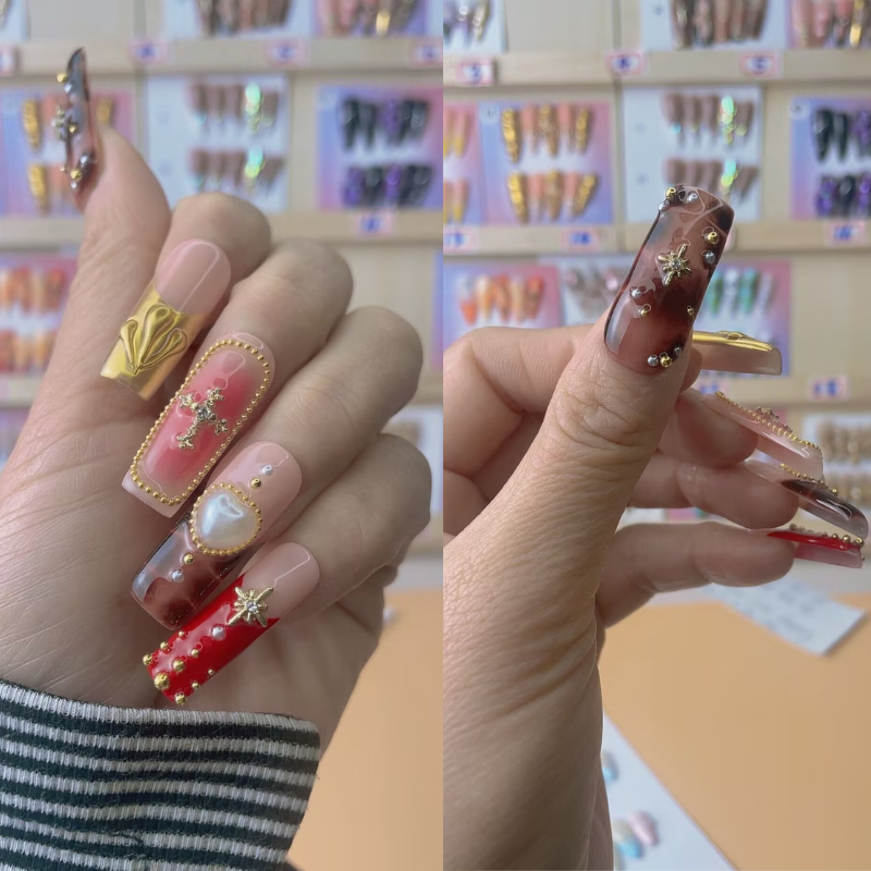 Handmade nails Square Shape Nails 122