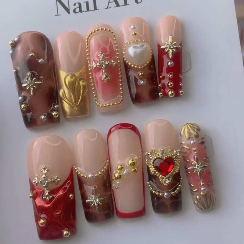 Handmade nails Square Shape Nails 122