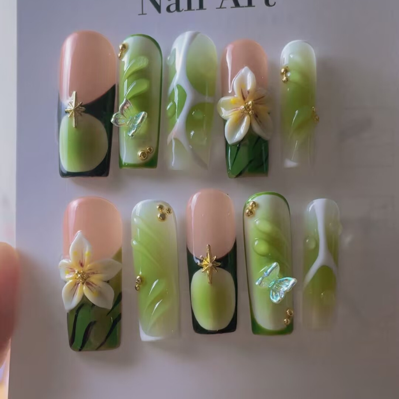 Handmade nails Square Shape Nails 116