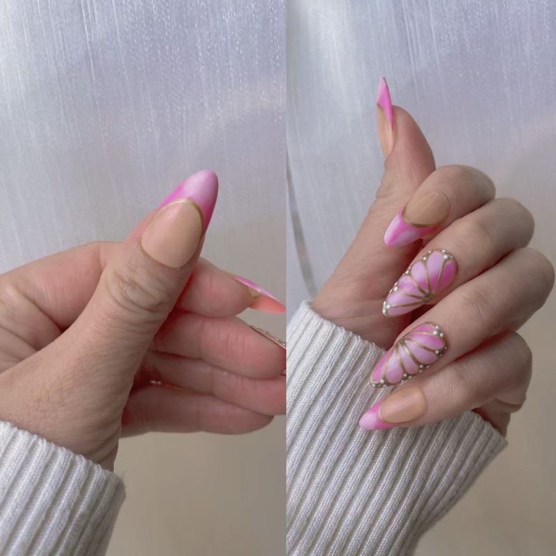 Almond style press on nails 03