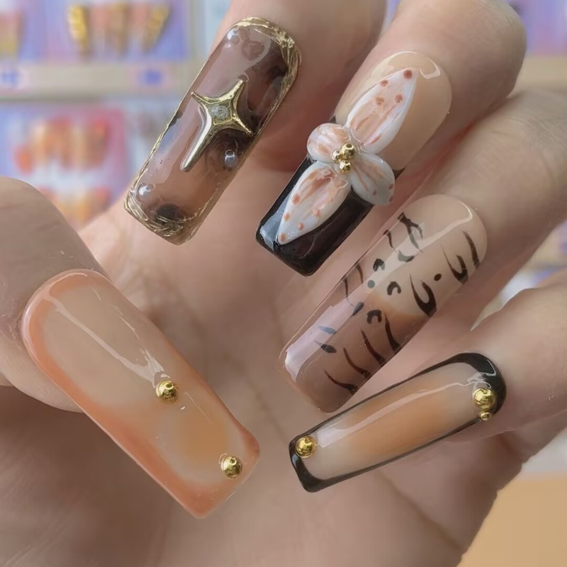 Handmade nails Square Shape Nails 123