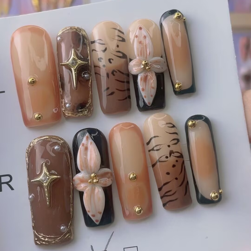 Handmade nails Square Shape Nails 123