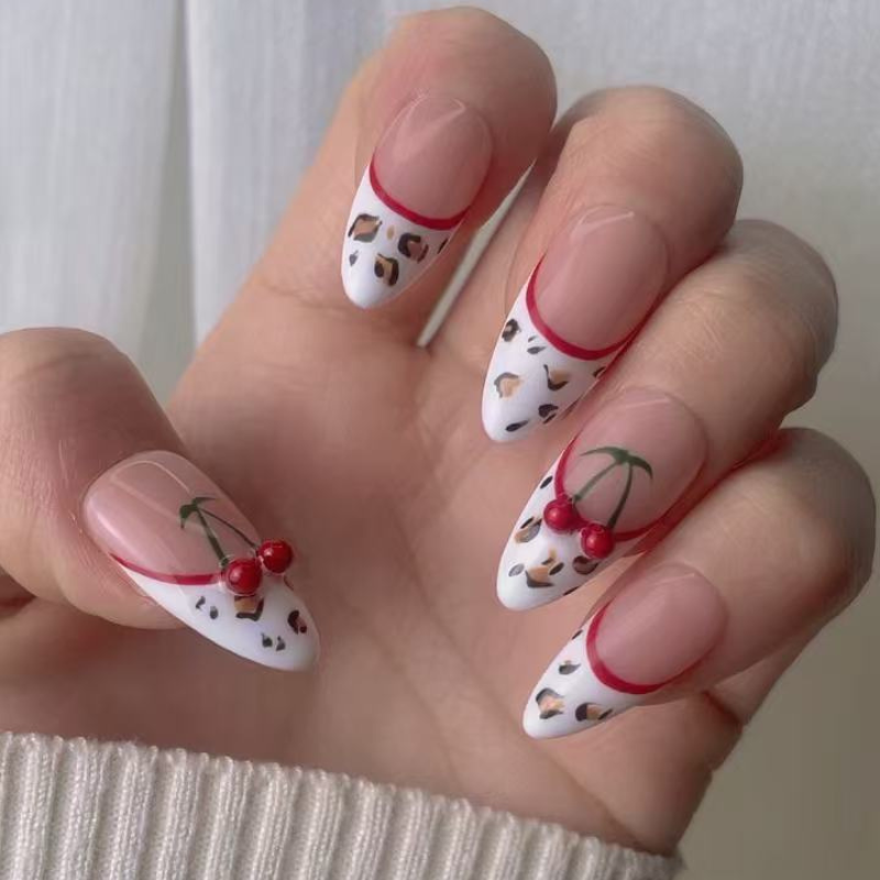 Cute Cherry short style press on nails