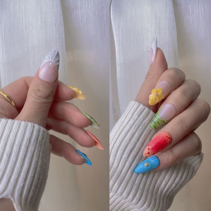 Almond 3d style nails 39