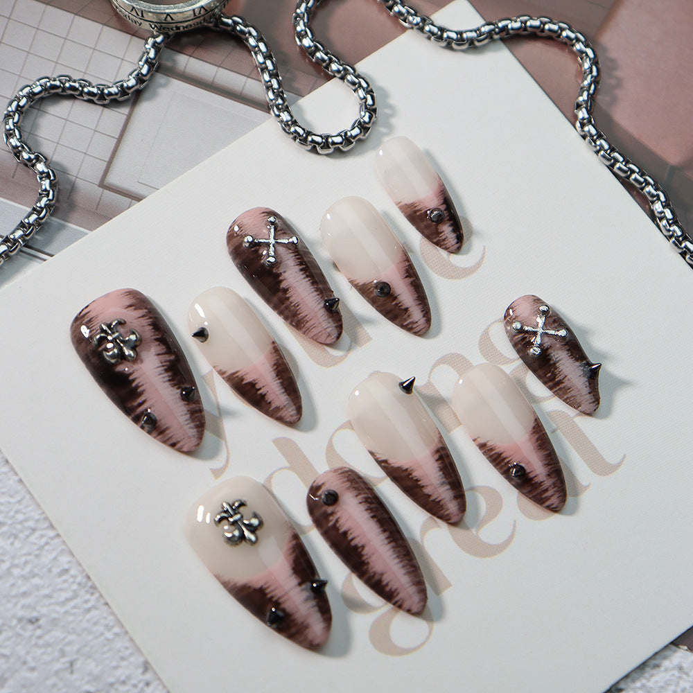Cross-Heart Rivet Press on Nails