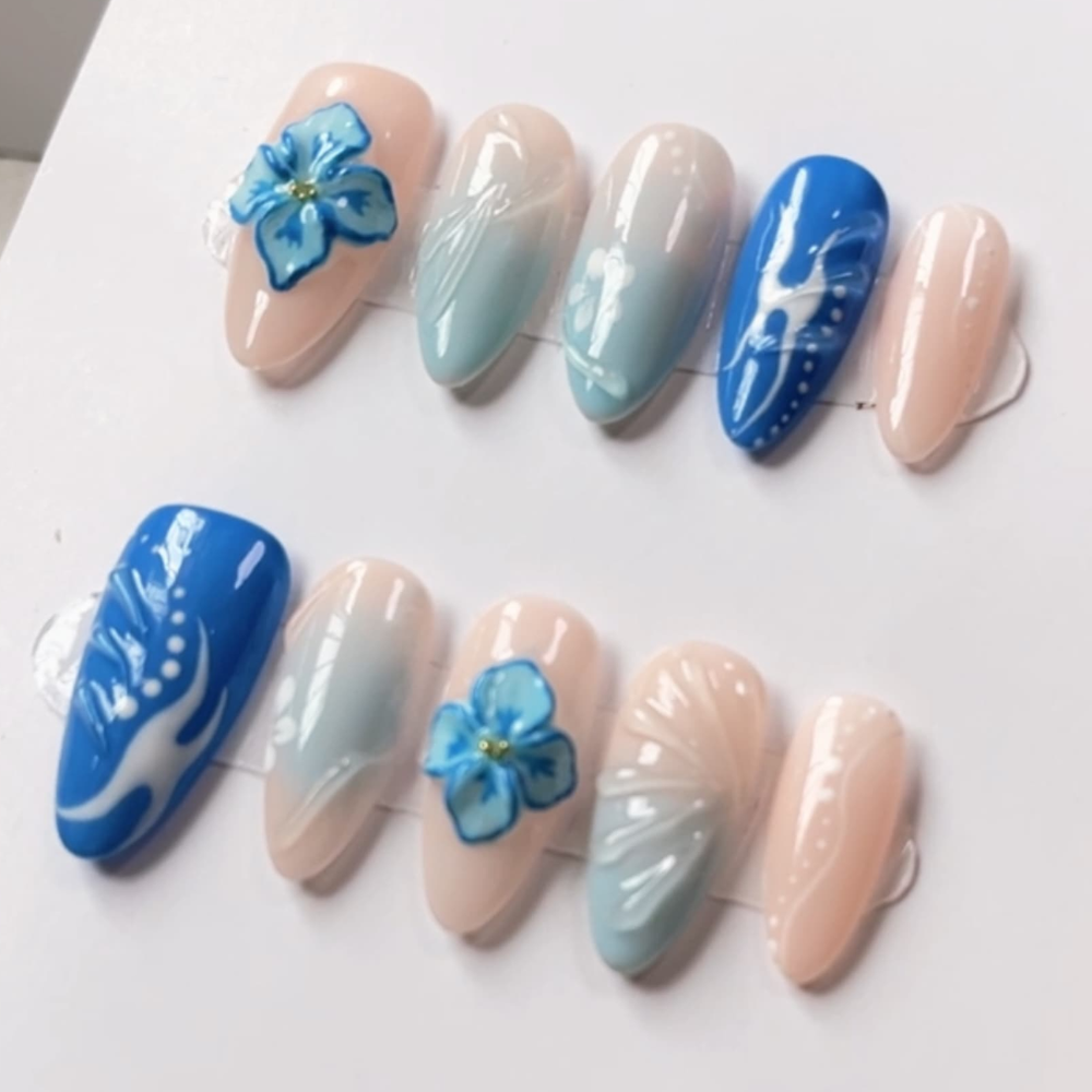Almond 3d style nails 01