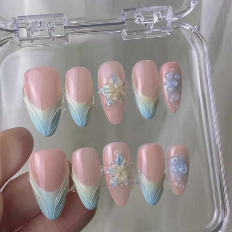 Almond 3d style nails No.24