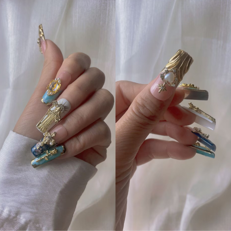 Handmade nails Square Shape Nails 109