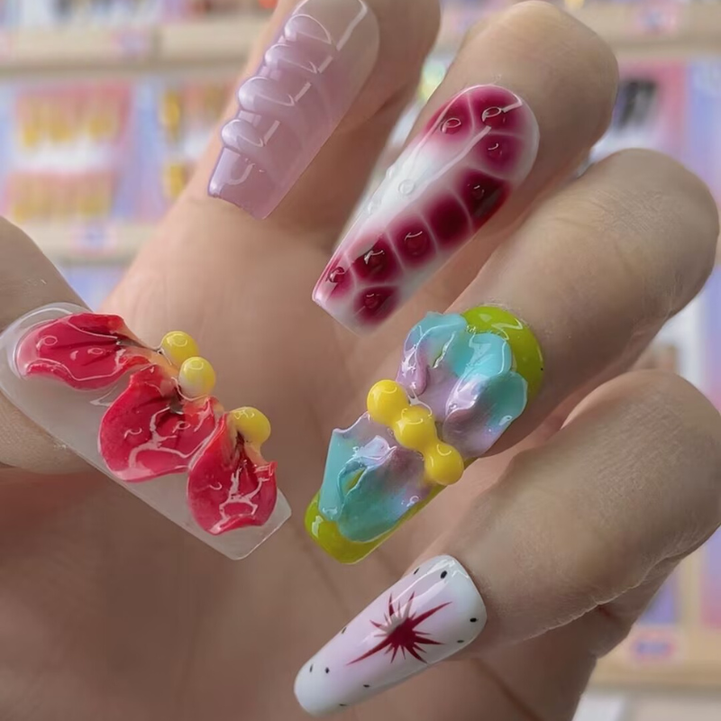 Handmade nails Square Shape Nails 121