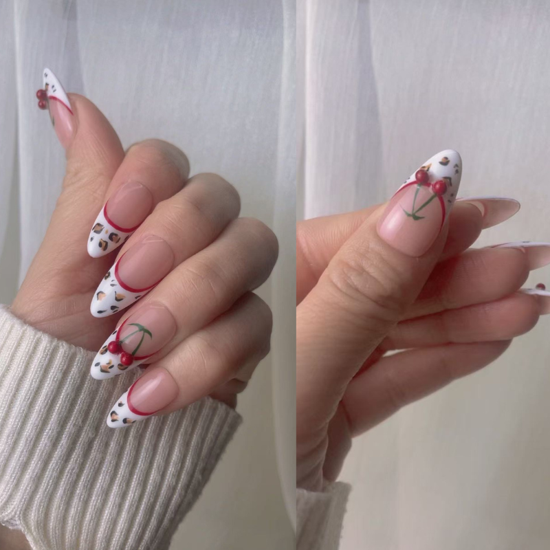 Cute Cherry short style press on nails