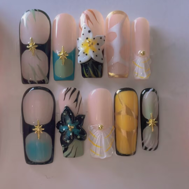 Handmade nails Square Shape Nails 111
