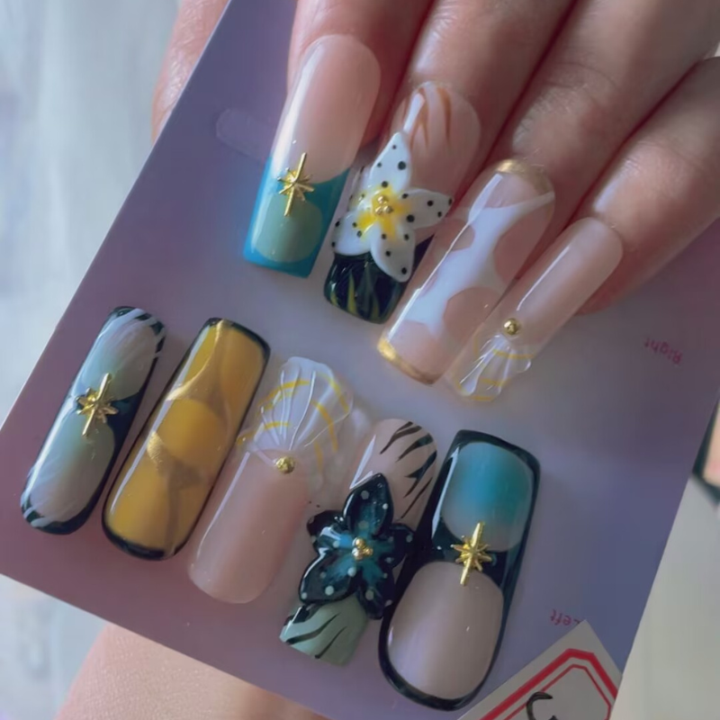 Handmade nails Square Shape Nails 111