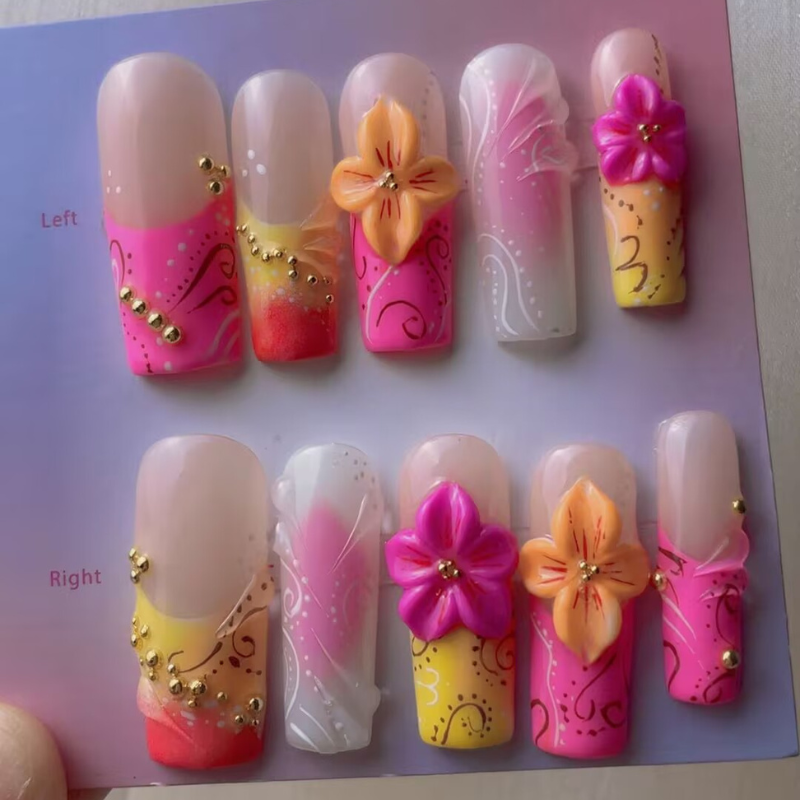 Handmade nails Square Shape Nails 107