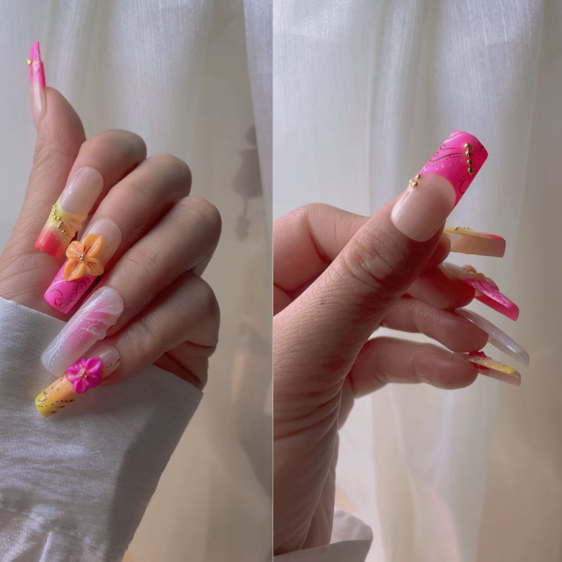 Handmade nails Square Shape Nails 107