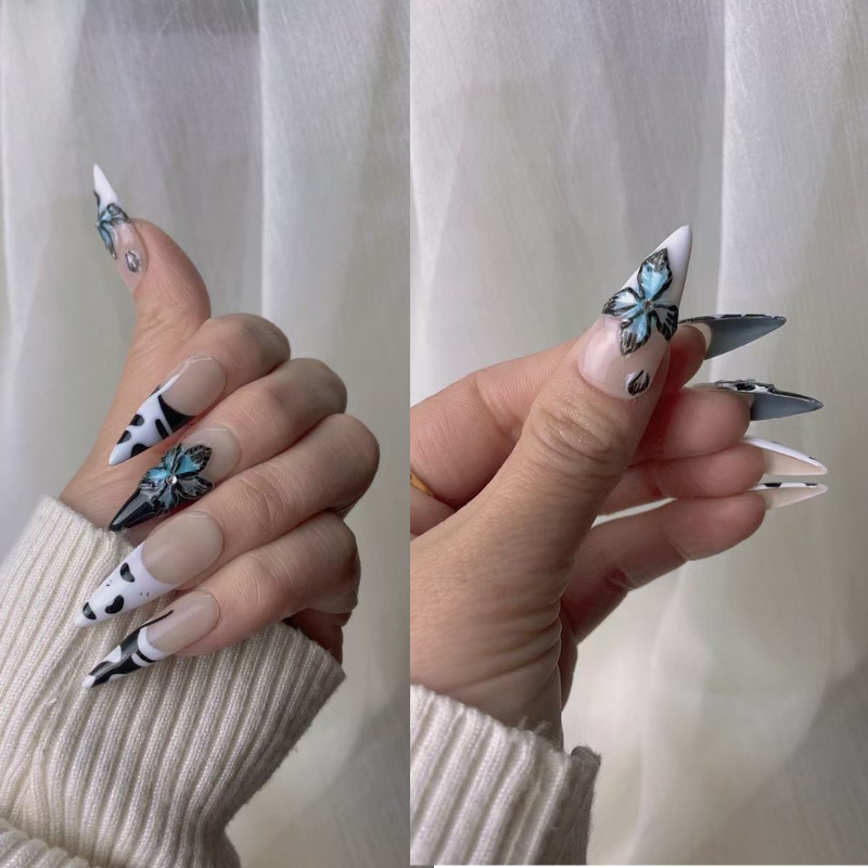 Almond 3d style nails No.37