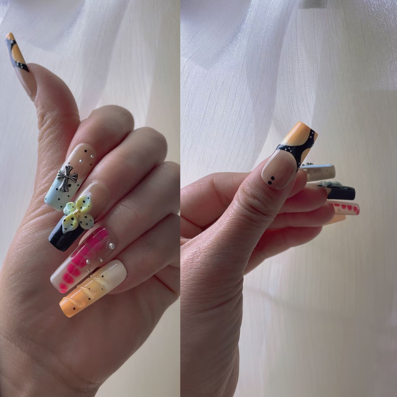 Handmade nails Square Shape Nails 124