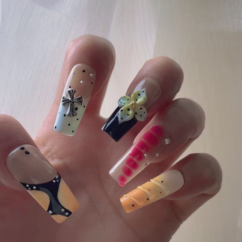 Handmade nails Square Shape Nails 124