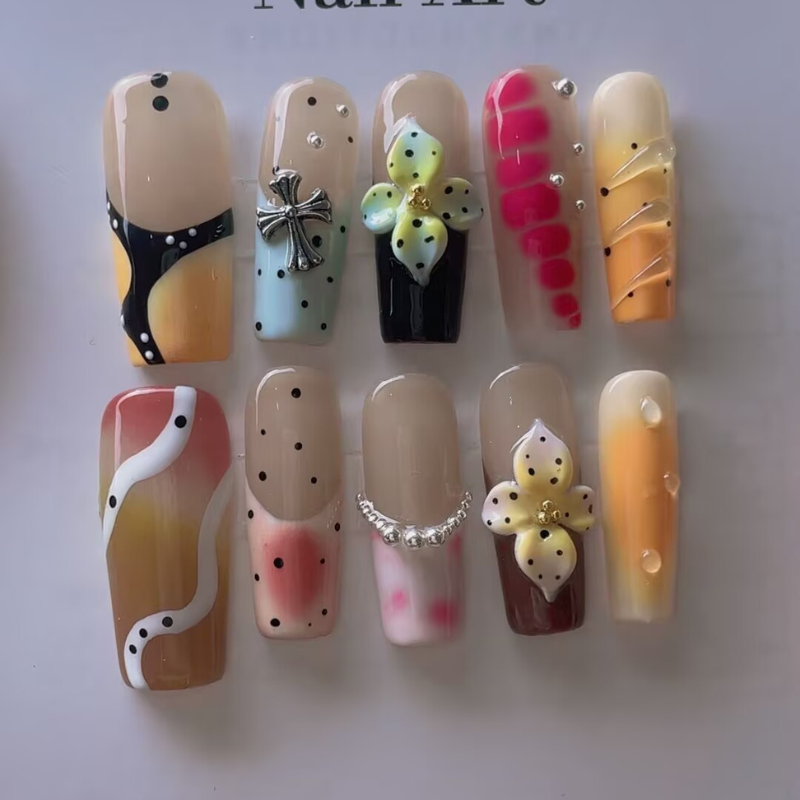 Handmade nails Square Shape Nails 124