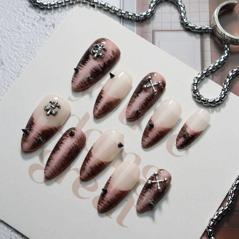 Cross-Heart Rivet Press on Nails