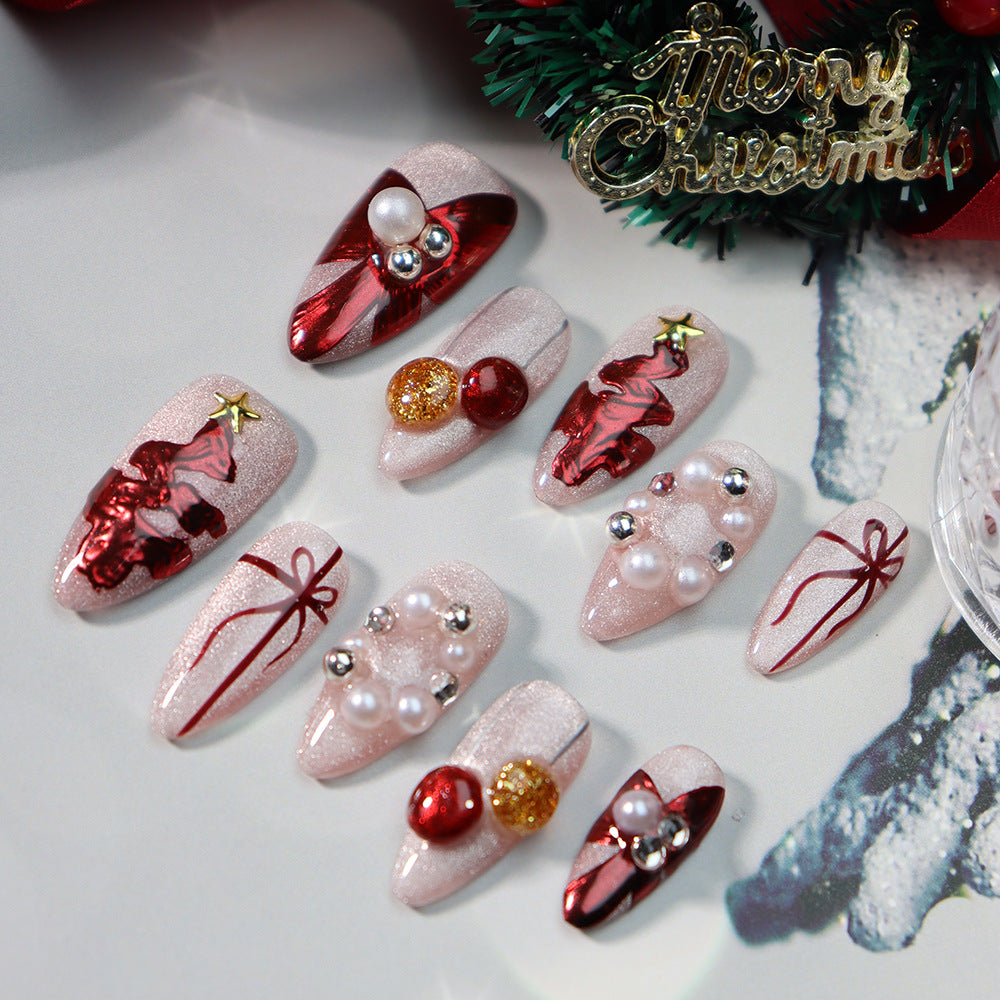 Christmas Pearl Press On Nails Live No.76