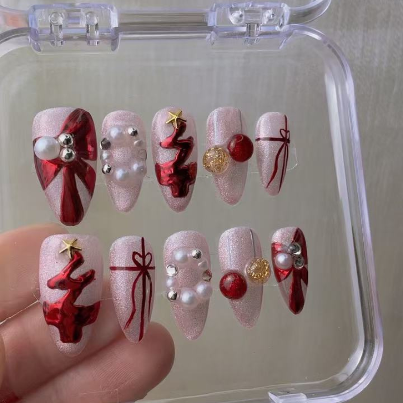 Christmas Pearl Press On Nails Live No.76