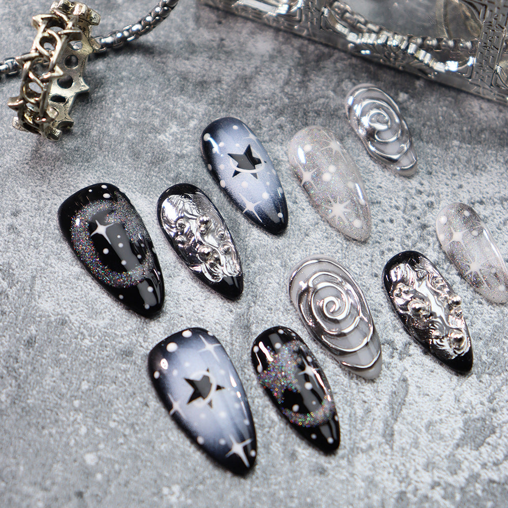 Dark XINGX Thread Press on Nails