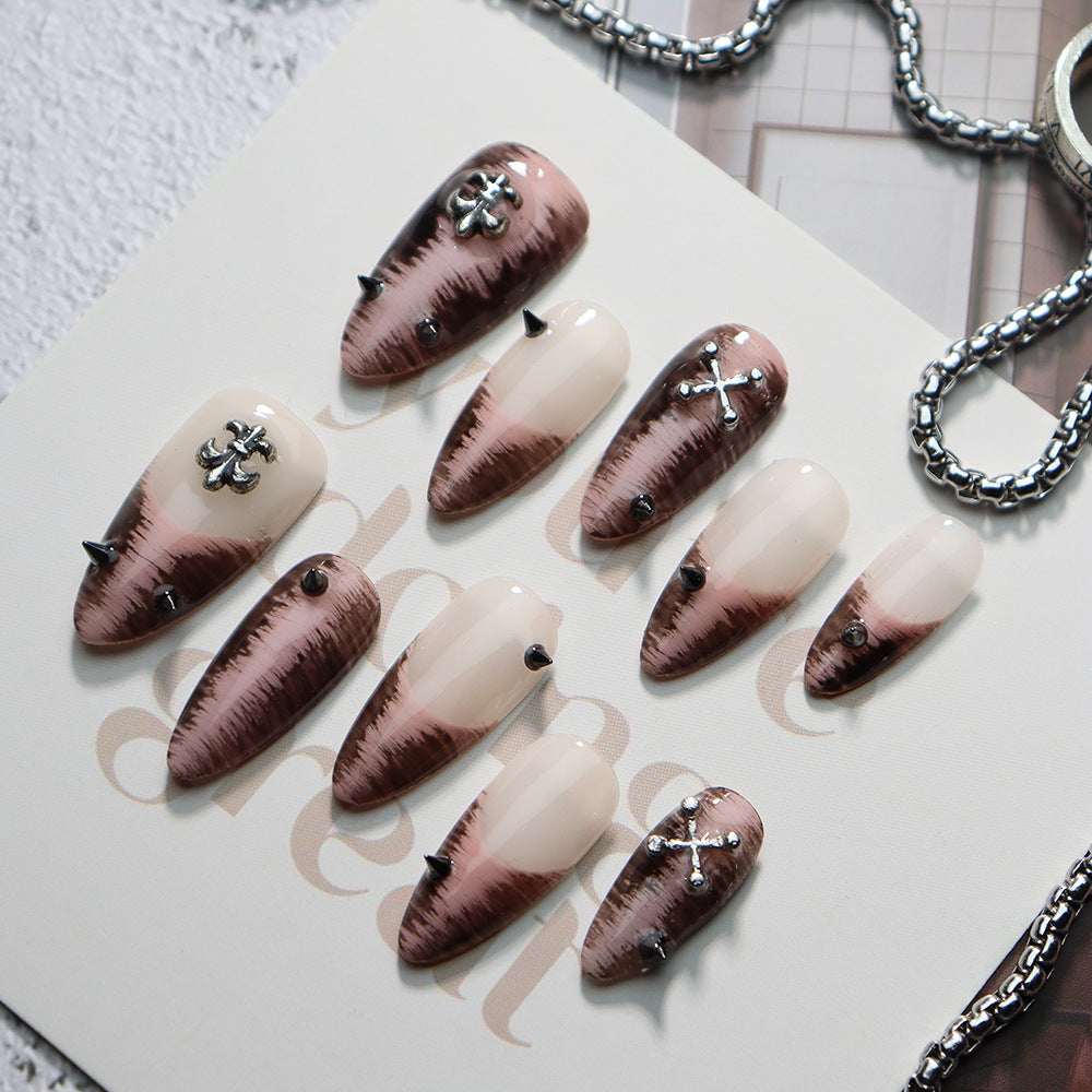 Cross-Heart Rivet Press on Nails