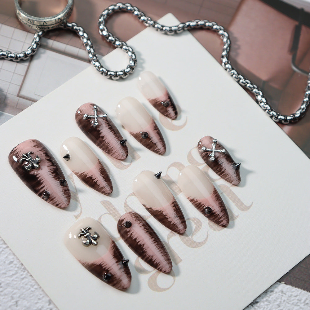 Cross-Heart Rivet Press on Nails