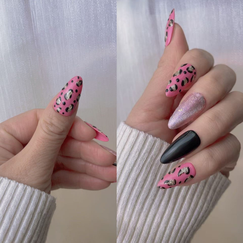Almond style press on nails 04
