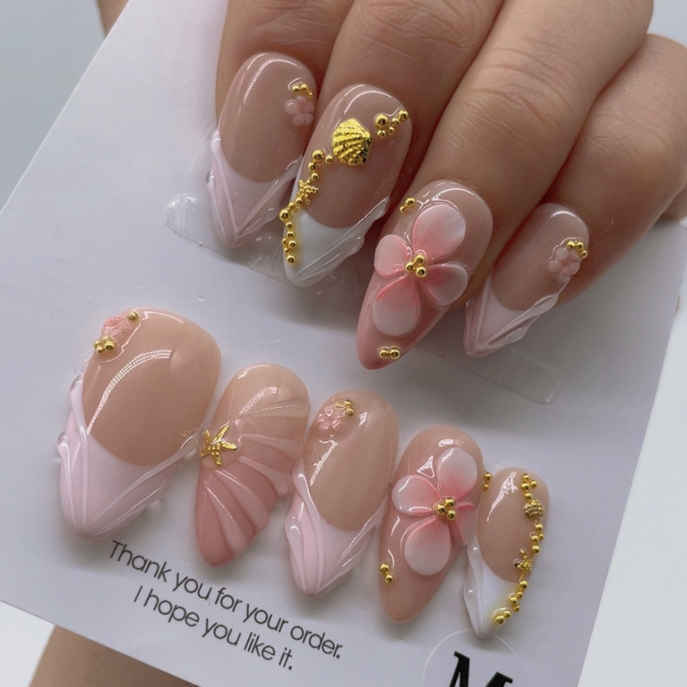 Leopard Nude French Press on Nails
