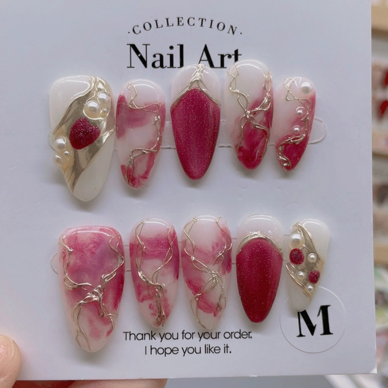 Marbling Pearl Press On Nails