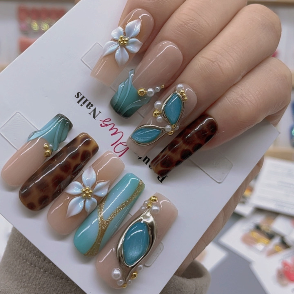 Handmade nails Square Shape Nails 107