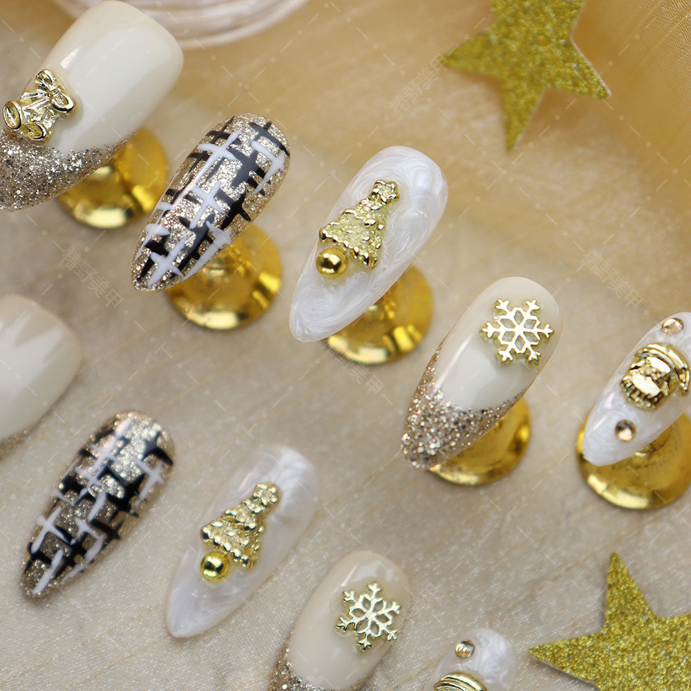 Golden Christmas Style Press on Nails