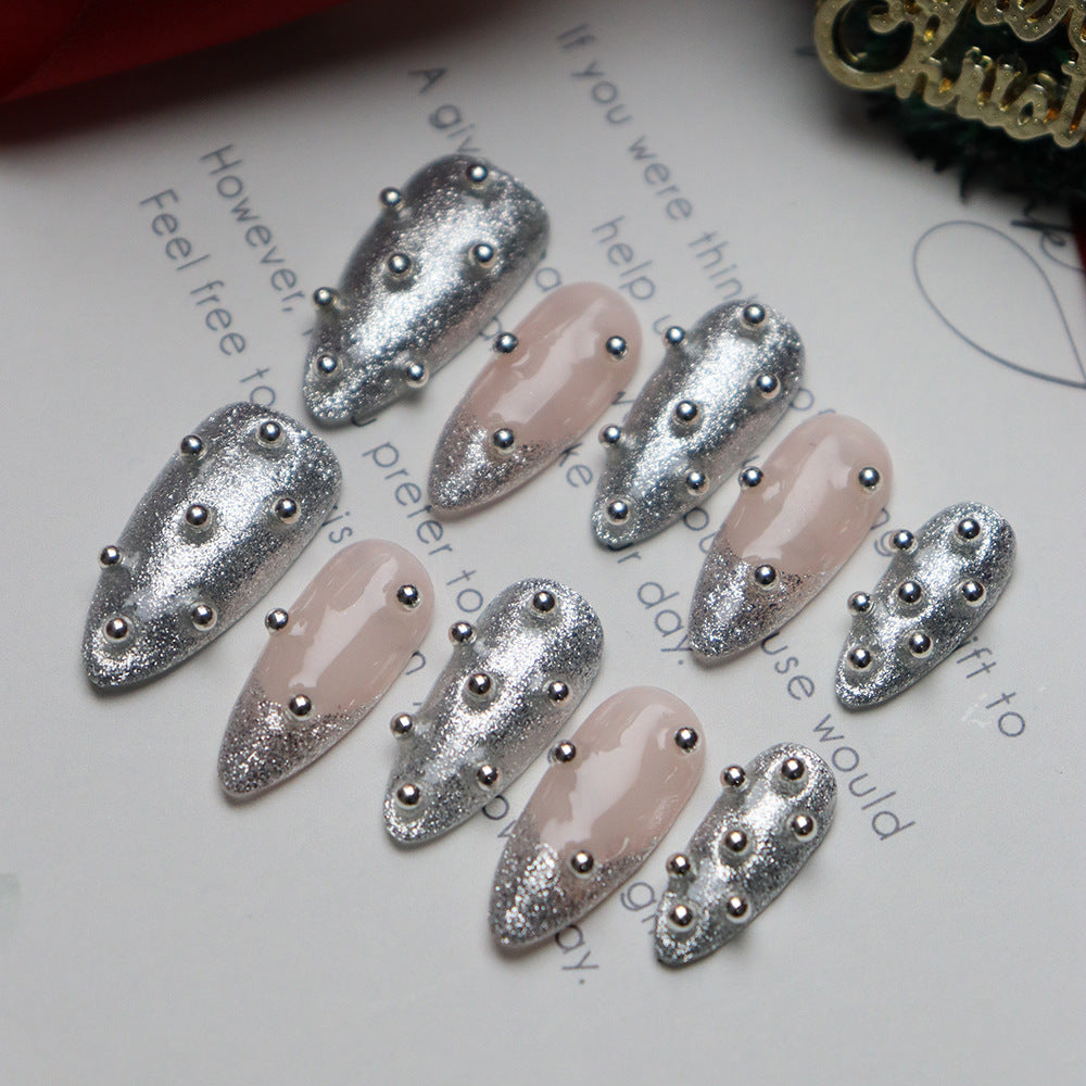 Silver press on nails