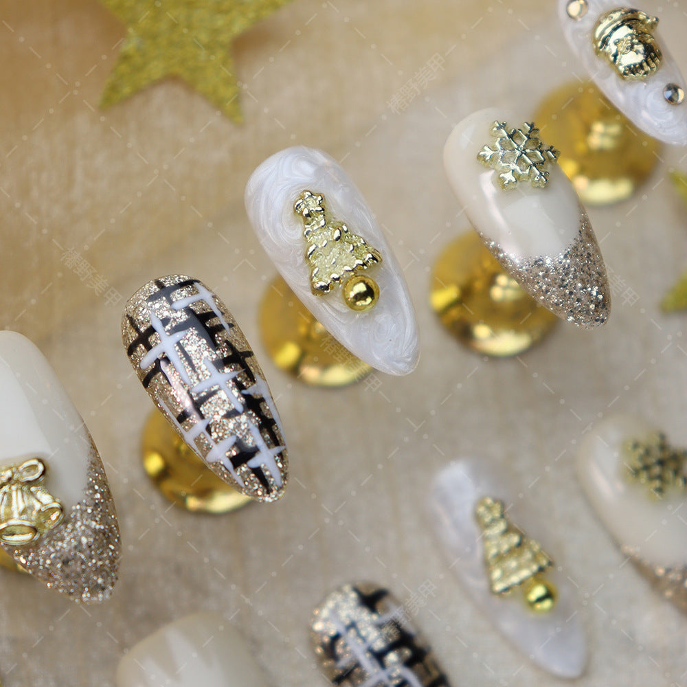 Golden Christmas Style Press on Nails