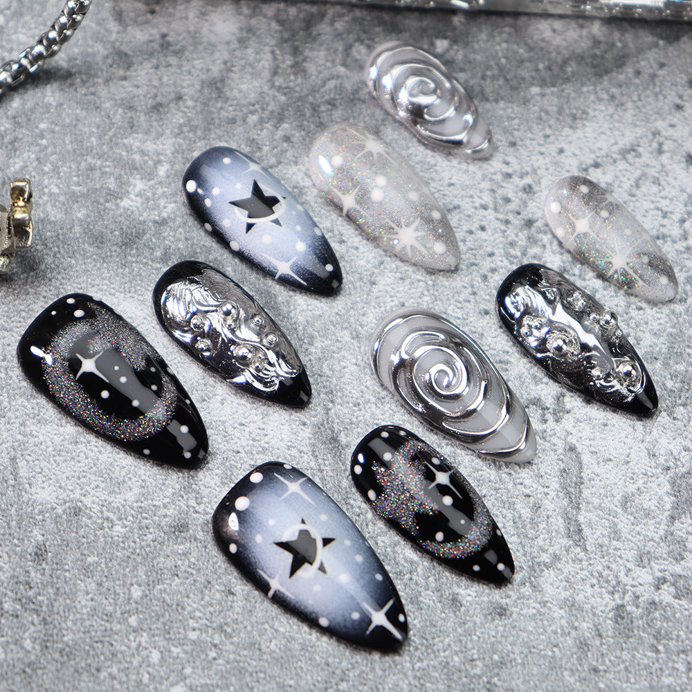 Dark XINGX Thread Press on Nails