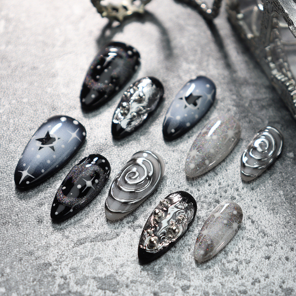 Dark XINGX Thread Press on Nails