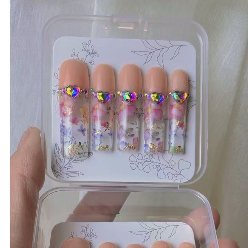 Long Style Flower press on nails