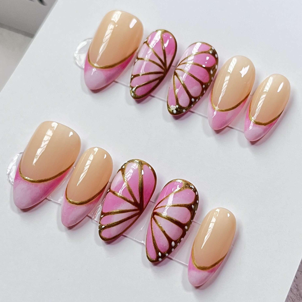 Almond style press on nails 03