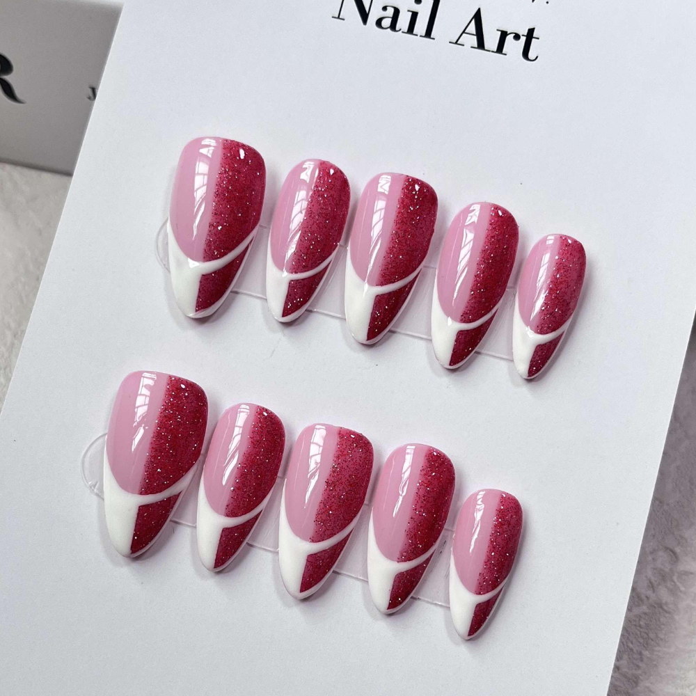 Almond style press on nails 11