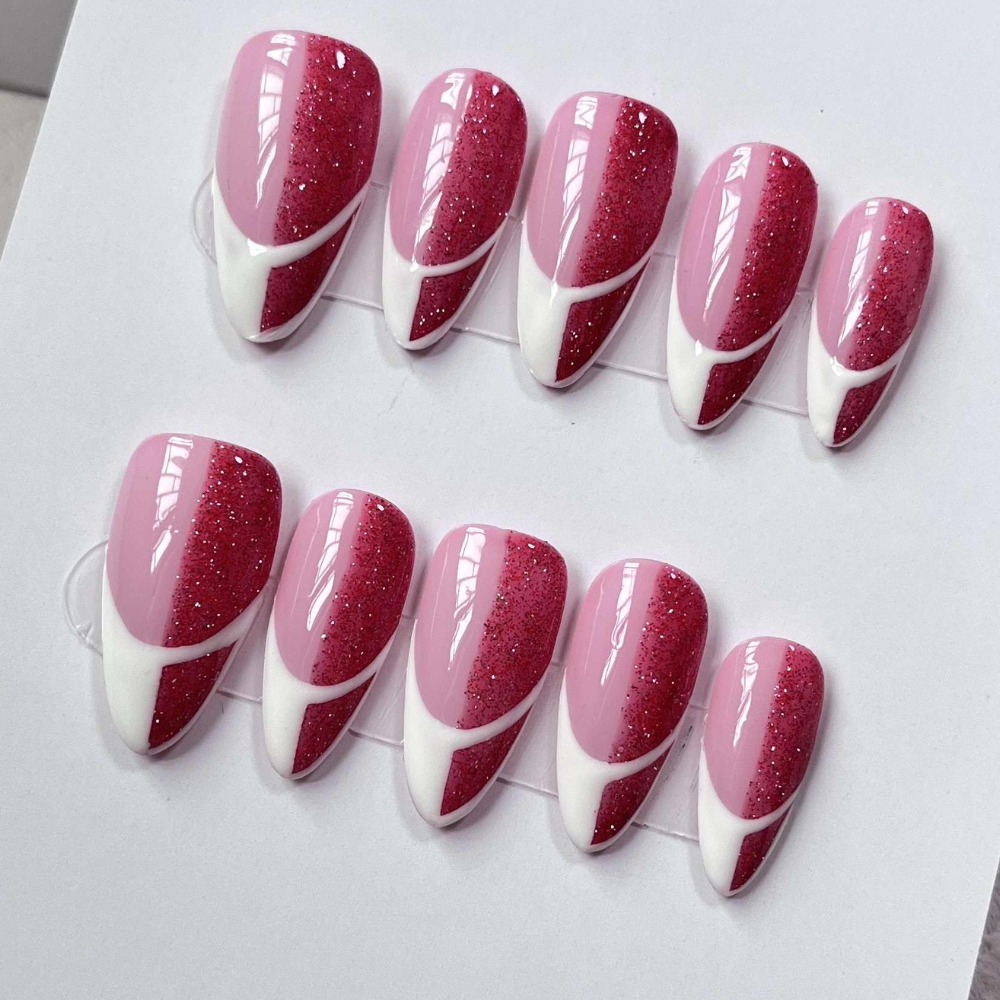 Almond style press on nails 11