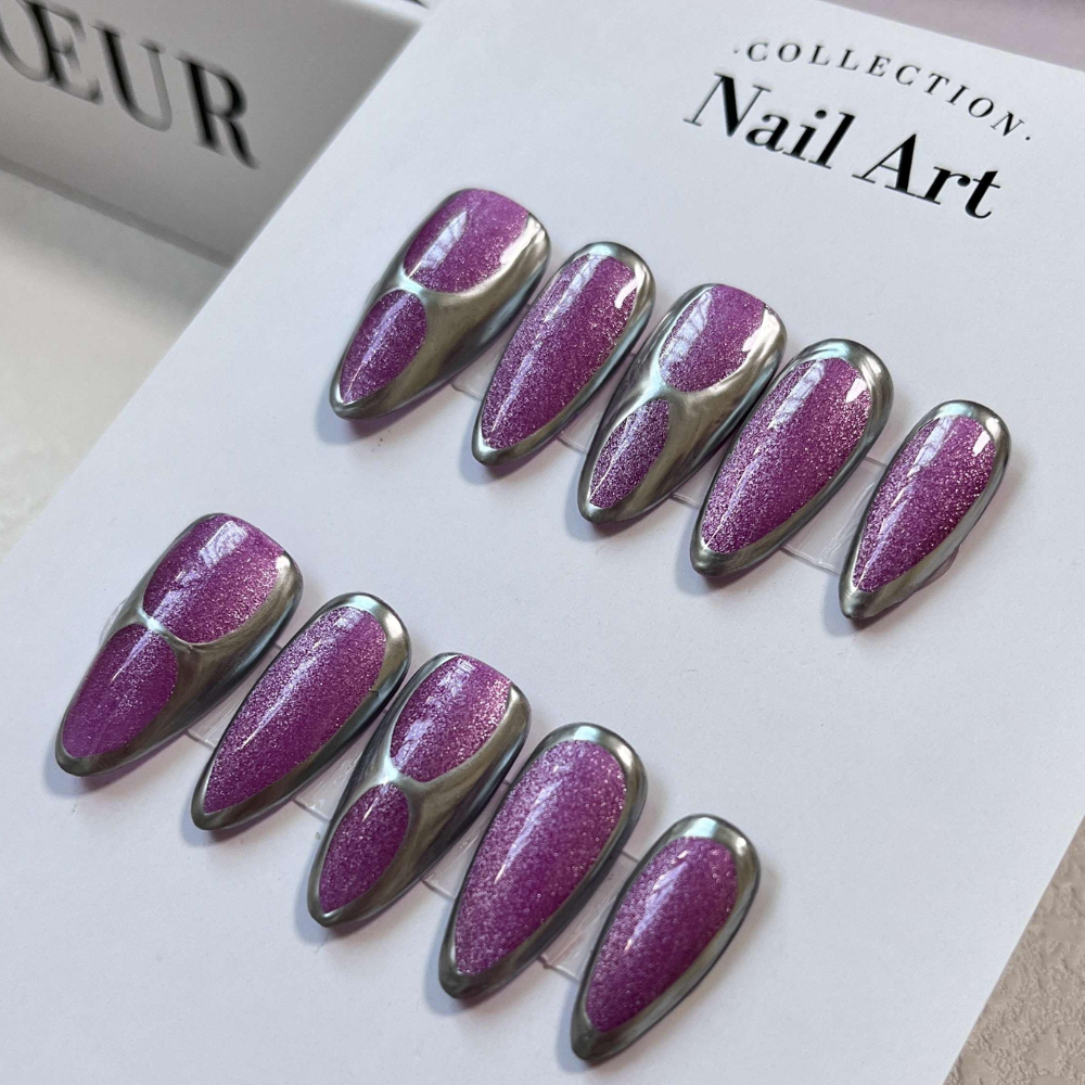 Almond style press on nails 14