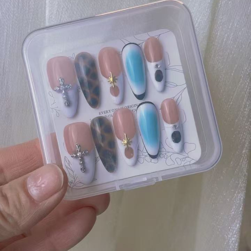 Short Style With Cross Press On Nails